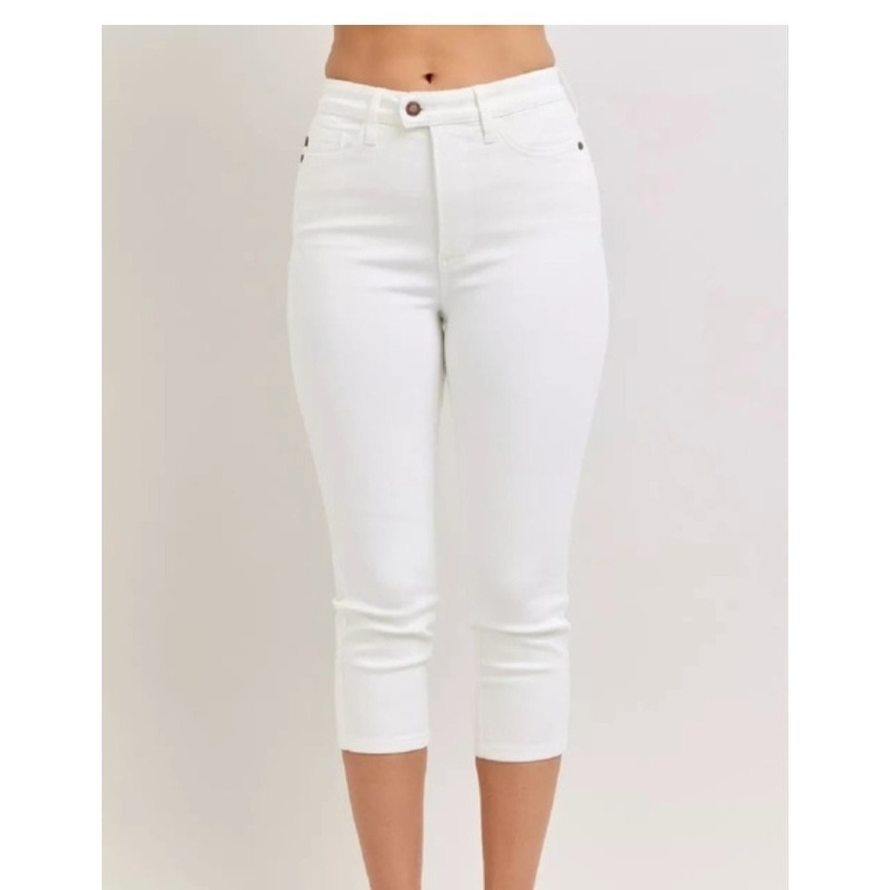 Judy Blue Hi Rise White Capri Cropped Jeans Classic Career Business Women's 9/29